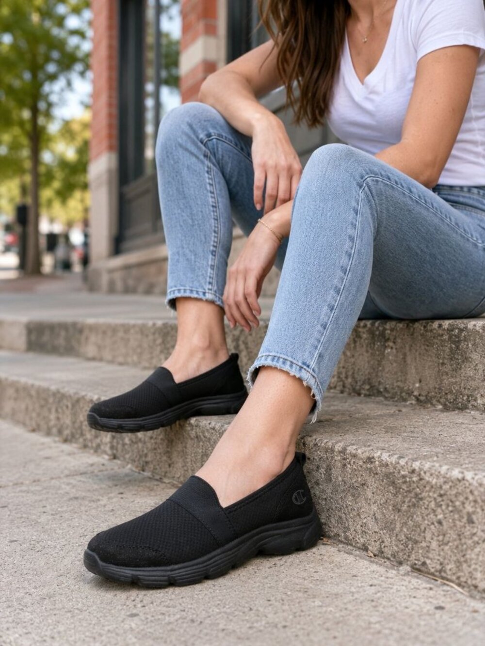 Champion Womens Slip-On Shoes 8.5 Black Comfort Casual Lightweight Durable